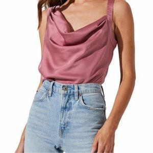 Astr Satin Cowl  Neck Blouse in Pink